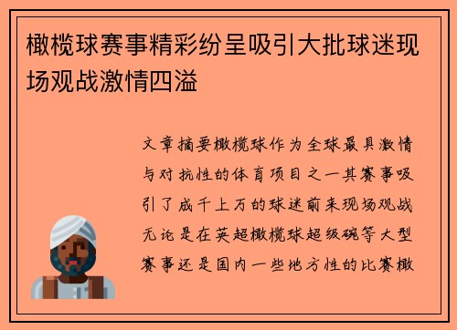 橄榄球赛事精彩纷呈吸引大批球迷现场观战激情四溢
